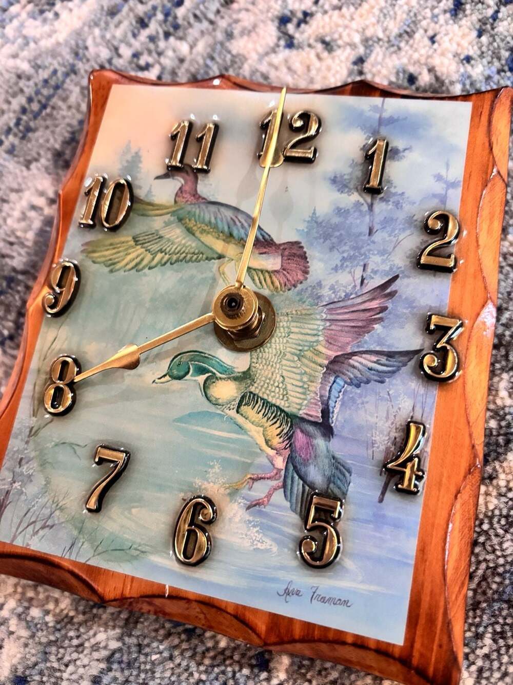 Takane Vintage Wooden Duck Wall Clock Art Print